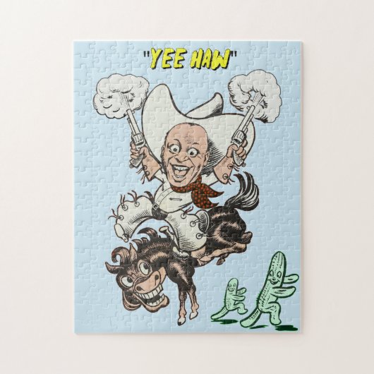 Cartoon cowboy-sportpistolen legpuzzel (Verticaal)