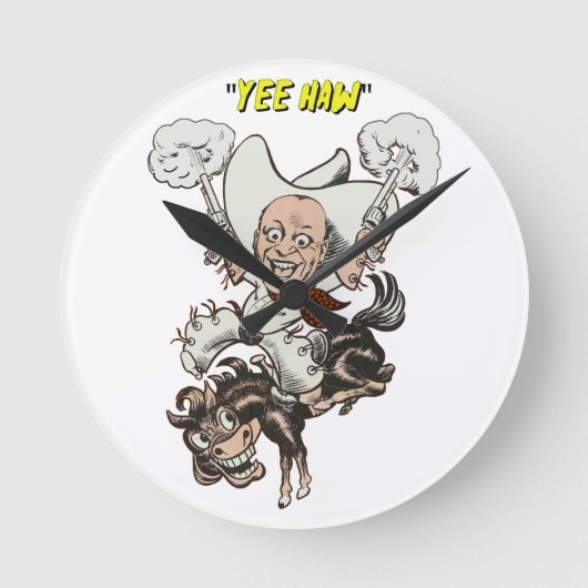 Cartoon cowboy-sportpistolen ronde klok (Voorkant)