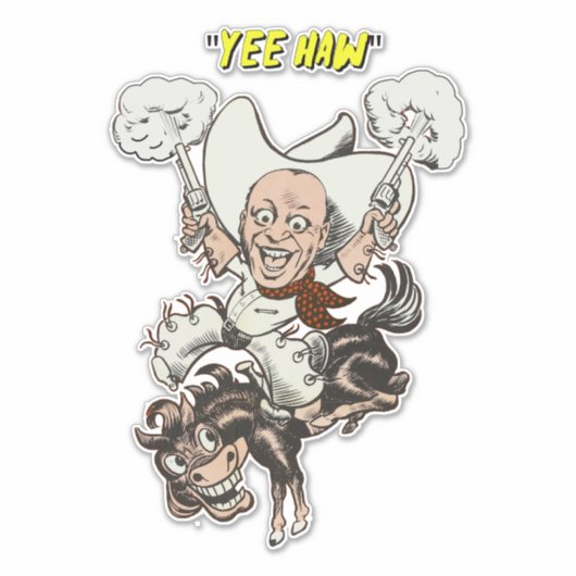 Cartoon cowboy-sportpistolen sticker (Voorkant)