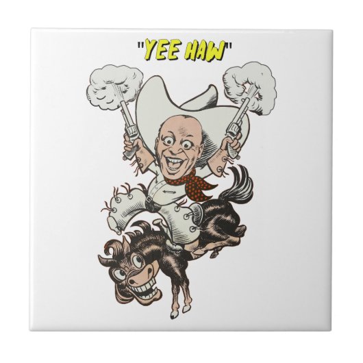 Cartoon cowboy-sportpistolen tegeltje (Voorkant)