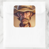 Cartoon Cowboy Vierkante Sticker (Tas)