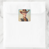 Cartoon Cowboy Vierkante Sticker (Tas)