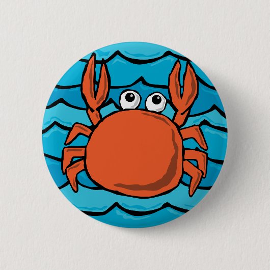 Cartoon Crab Ronde Button 5,7 Cm (Voorkant)