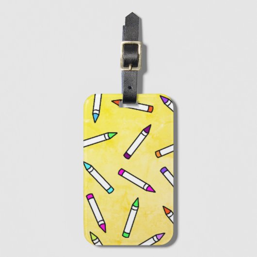 Cartoon Crayon Pattern Bagagelabel (Voorkant (verticaal))