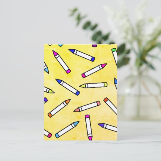 Cartoon Crayon Pattern Briefkaart (Staand voorkant)