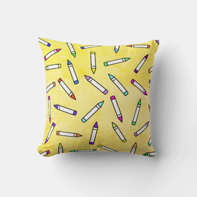 Cartoon Crayon Pattern Decoratief Kussen (Voorkant)