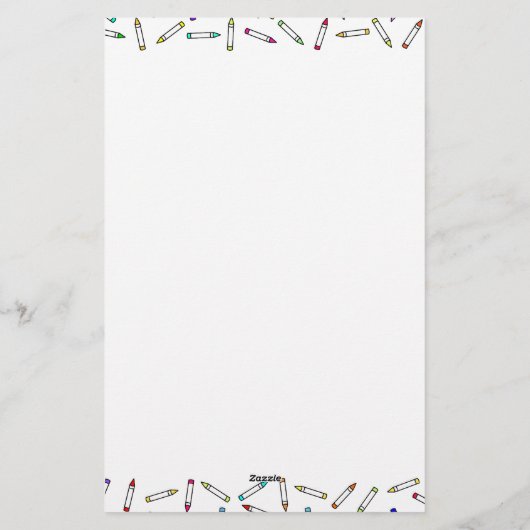 Cartoon Crayon Pattern Decoratief Lijst Briefpapier (Achterkant)