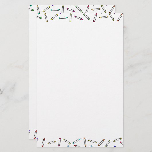 Cartoon Crayon Pattern Decoratief Lijst Briefpapier (Voorkant / Achterkant)