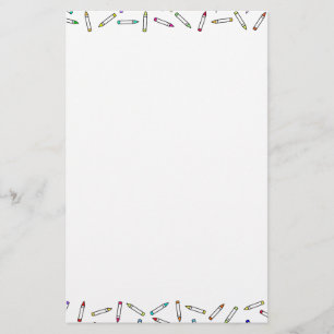 Cartoon Crayon Pattern Decoratief Lijst Briefpapier