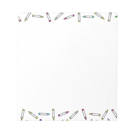 Cartoon Crayon Pattern Decoratief Lijst Notitieblok (Voorkant)