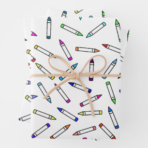 Cartoon Crayon Pattern Inpakpapier Vel
