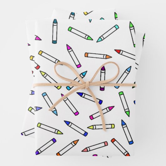 Cartoon Crayon Pattern Inpakpapier Vel (In situ)