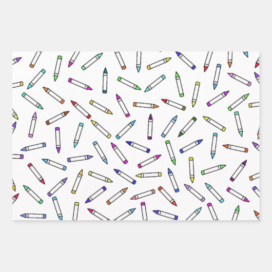 Cartoon Crayon Pattern Inpakpapier Vel (Voorkant)
