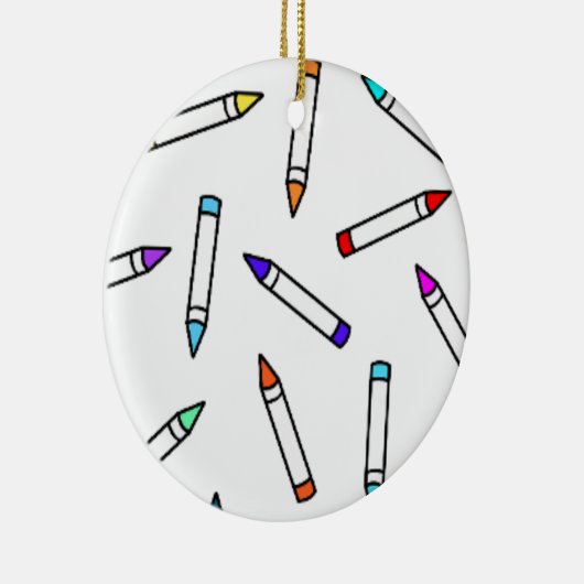 Cartoon Crayon Pattern Keramisch Ornament (Rechts)