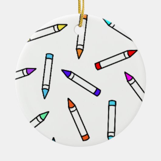 Cartoon Crayon Pattern Keramisch Ornament (Voorkant)