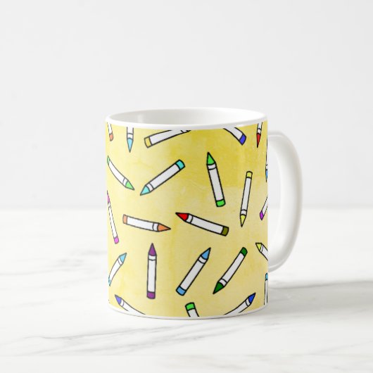 Cartoon Crayon Pattern Koffiemok (Voorkant rechts)