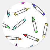 Cartoon Crayon Pattern Ronde Sticker (Voorkant)