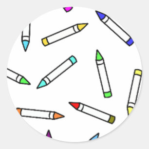 Cartoon Crayon Pattern Ronde Sticker