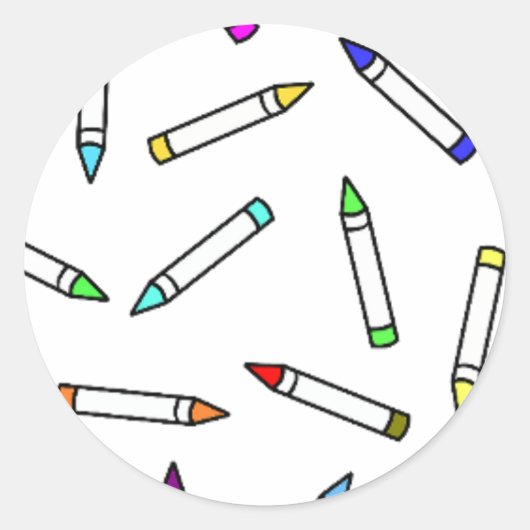 Cartoon Crayon Pattern Ronde Sticker (Voorkant)