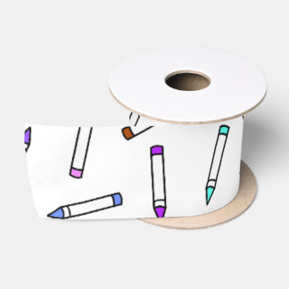 Cartoon Crayon Pattern Satijnen Lint