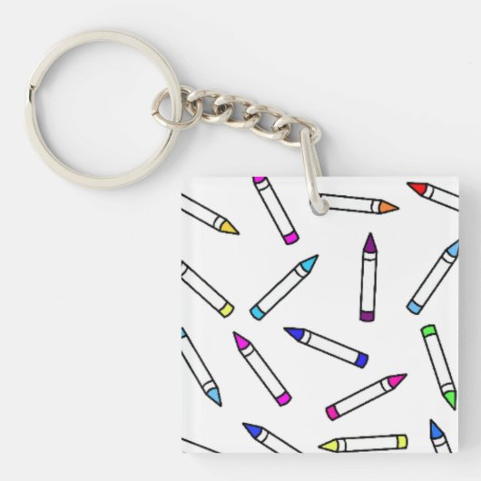 Cartoon Crayon Pattern Sleutelhanger (voorkant)
