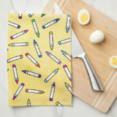 Cartoon Crayon Pattern Theedoek (Quarter Fold)