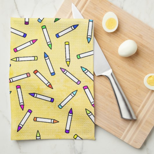 Cartoon Crayon Pattern Theedoek (Quarter Fold)