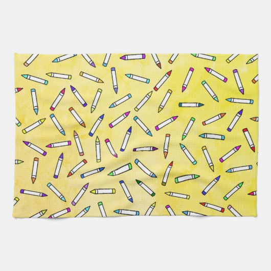 Cartoon Crayon Pattern Theedoek (Horizontaal)