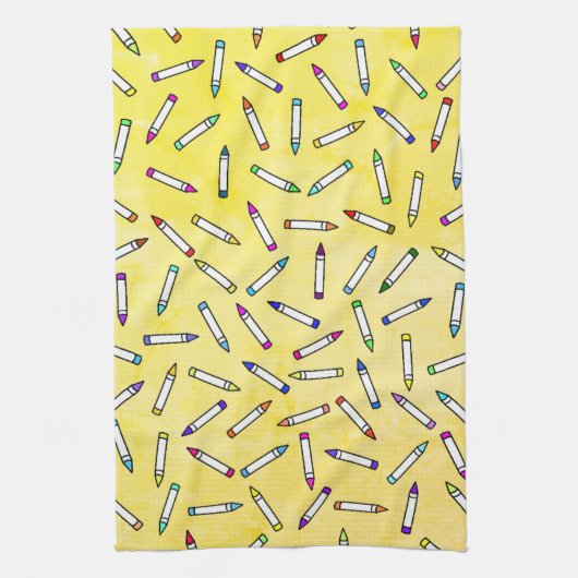 Cartoon Crayon Pattern Theedoek (Verticaal)