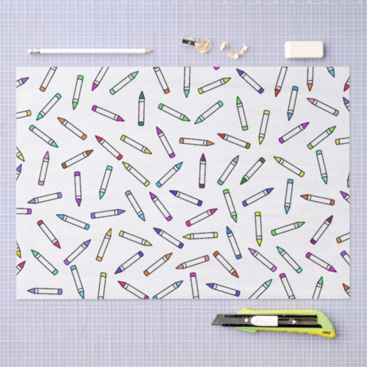 Cartoon Crayon Pattern Tissuepapier (Craft)