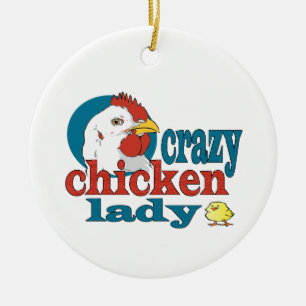 Cartoon Crazy Chicken Lady Keramisch Ornament