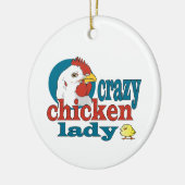 Cartoon Crazy Chicken Lady Keramisch Ornament (Links)