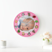 Cartoon Critters Kinder en Babies Aangepast roze Grote Klok (Huis)