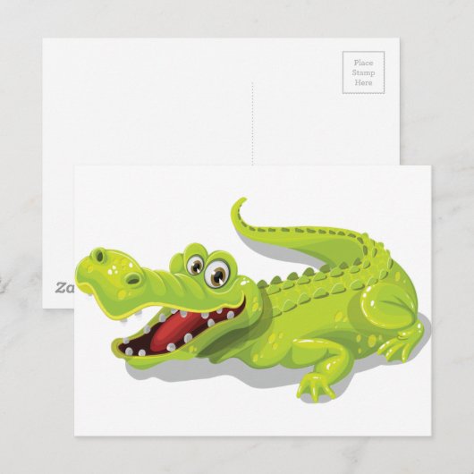 Cartoon Crocodile Briefkaart (Voorkant / Achterkant)