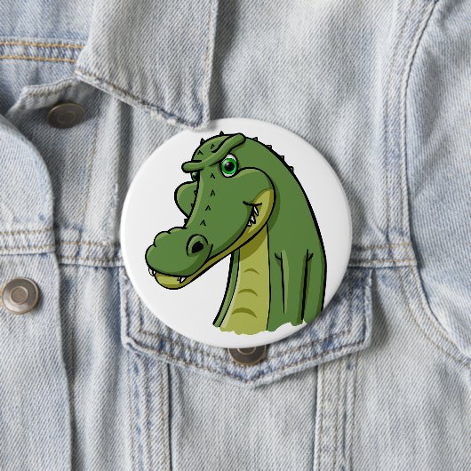 Cartoon Crocodile Ronde Button 4,0 Cm (In situ)