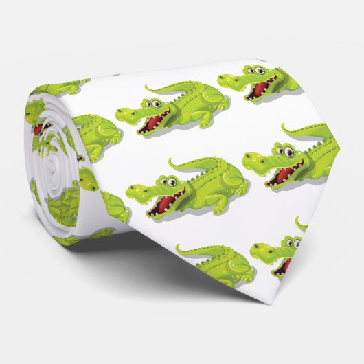 Cartoon Crocodile Stropdas (Opgerold)