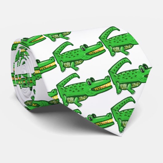 Cartoon Crocodile Stropdas (Opgerold)
