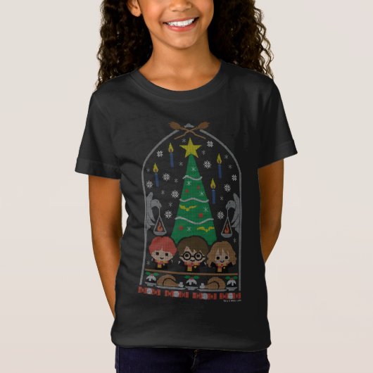 Cartoon Cross-Stitch HOGWARTS™ kerstfeest T-shirt (Voorkant)
