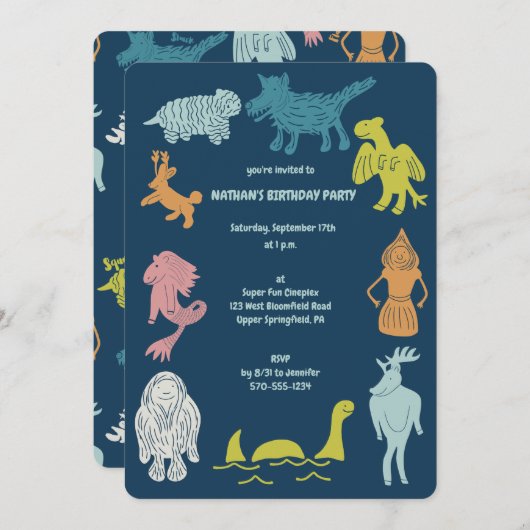 Cartoon Cryptids Cryptozoölogie Monsters Verjaarda Kaart (Voorkant / Achterkant)