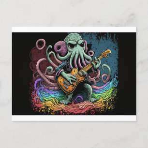 Cartoon Cthulhu Rock 'n Roll Briefkaart