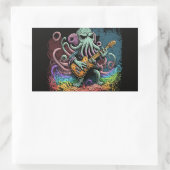 Cartoon Cthulhu Rock 'n Roll Rechthoekige Sticker (Tas)