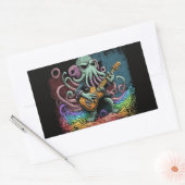 Cartoon Cthulhu Rock 'n Roll Rechthoekige Sticker (Envelop)