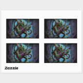 Cartoon Cthulhu Rock 'n Roll Rechthoekige Sticker (Vel)