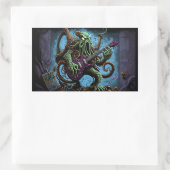 Cartoon Cthulhu Rock 'n Roll Rechthoekige Sticker (Tas)