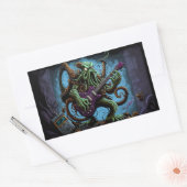 Cartoon Cthulhu Rock 'n Roll Rechthoekige Sticker (Envelop)