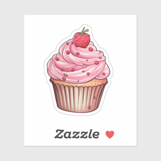 Cartoon cupcake illustratie sticker (Vel)