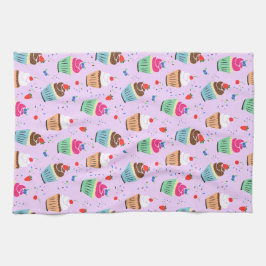 Cartoon cupcake patroon zoet dessert bakkerij theedoek