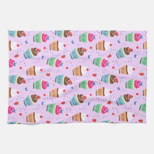Cartoon cupcake patroon zoet dessert bakkerij theedoek (Horizontaal)