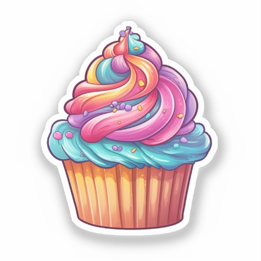 Cartoon cupcake sticker (Voorkant)