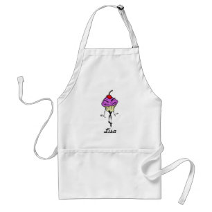 CARTOON CUPCAKE WOMAN WHITE APRON STANDAARD SCHORT